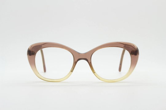 60S Vintage Round Cat Eye Glasses. Transparent Graduating Brown Ombre Cateye Optical Frames. Womens Prescription Eyeglasses. Rx Spectacles