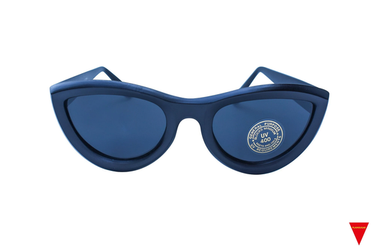 Black Vintage Cat Eye Sunglasses 80's Optical Quality Thick Plastic Frame With Dark Tint Lenses Top Unworn