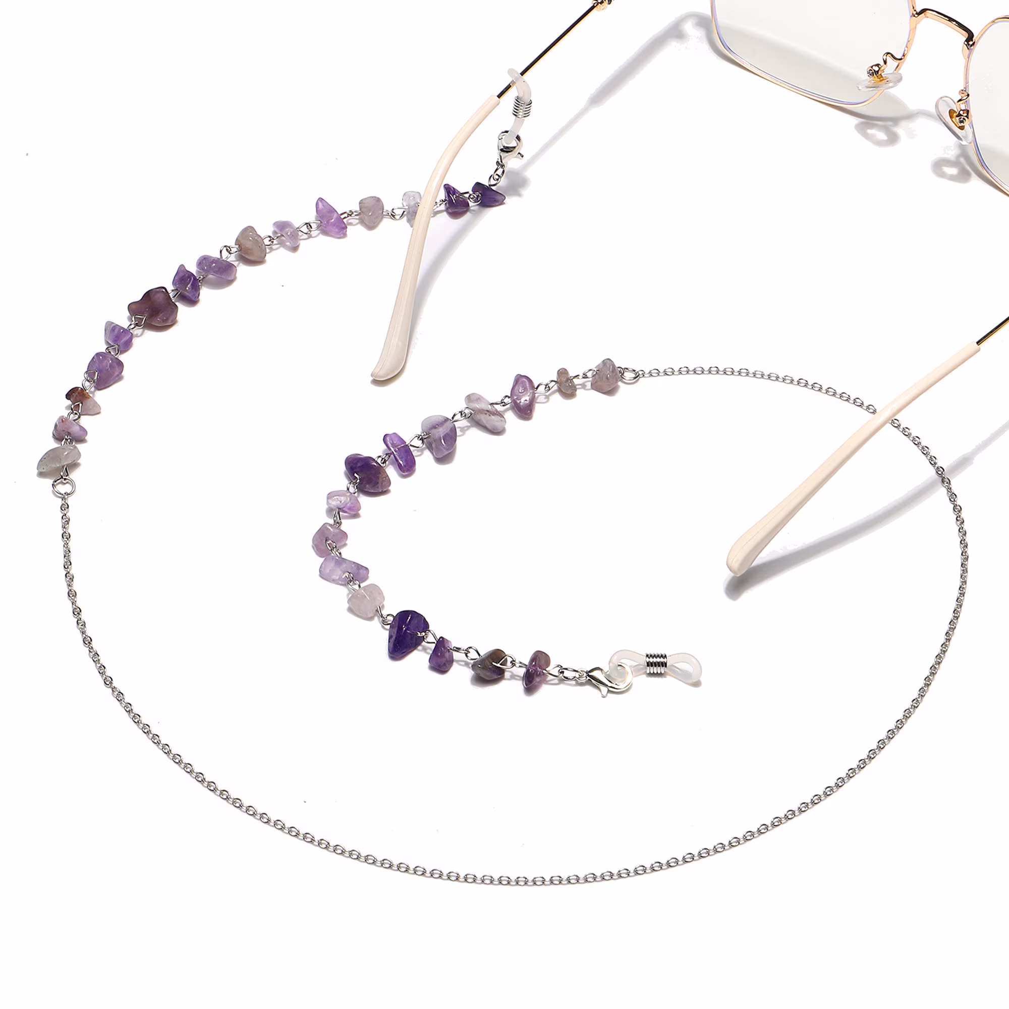 Eyeglasses Chain Amethyst Glasses Beaded Crystal Sunglasses Gold Or Silver Gift For Her Hosts Step-Moms