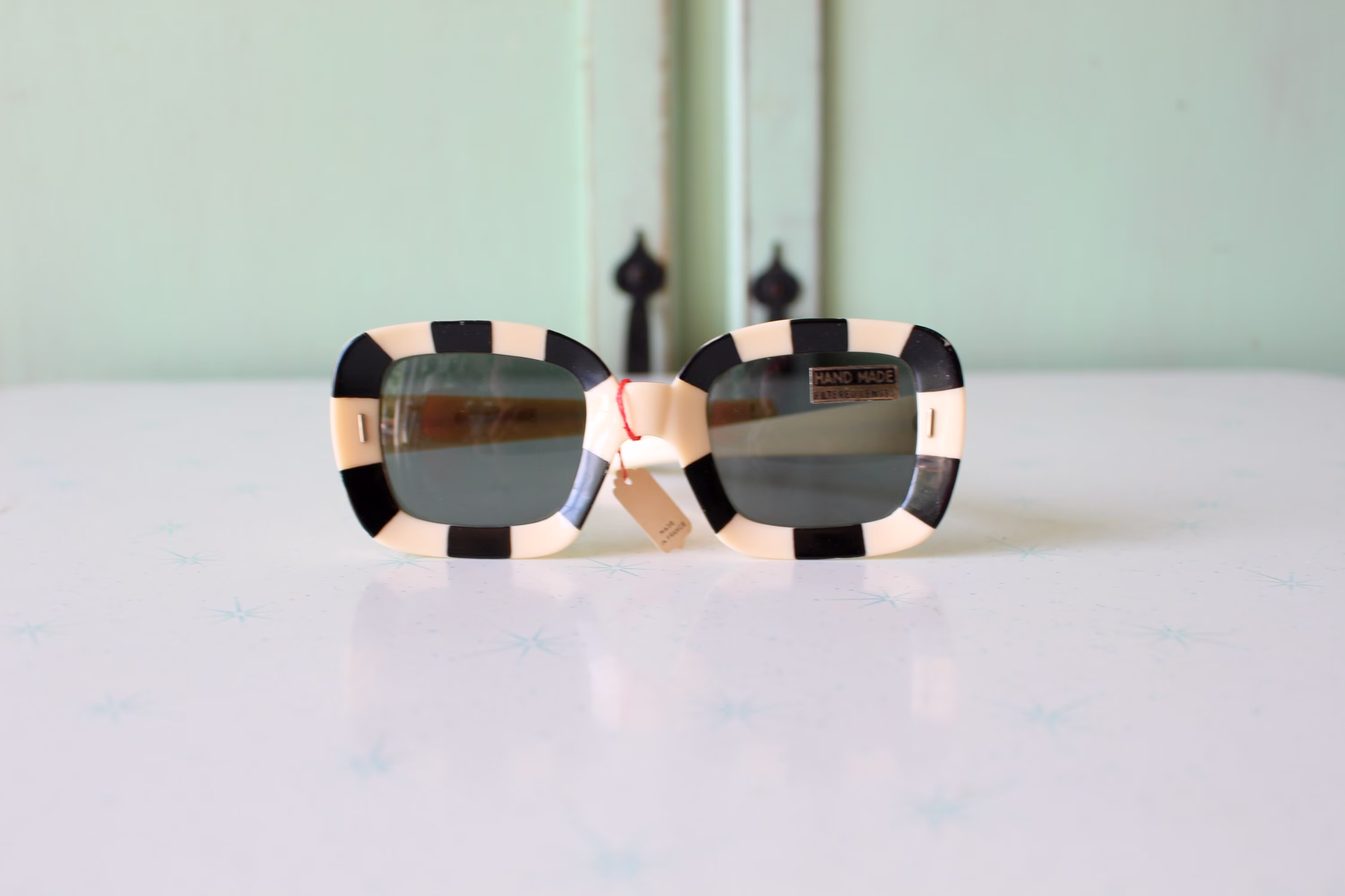 1950S 1960S Costume Obscure Sunglasses..france. Funky. Vintage. Fancy. Accessories. Black. White. Twiggy. Designer. 1950S. Rare. Gogo