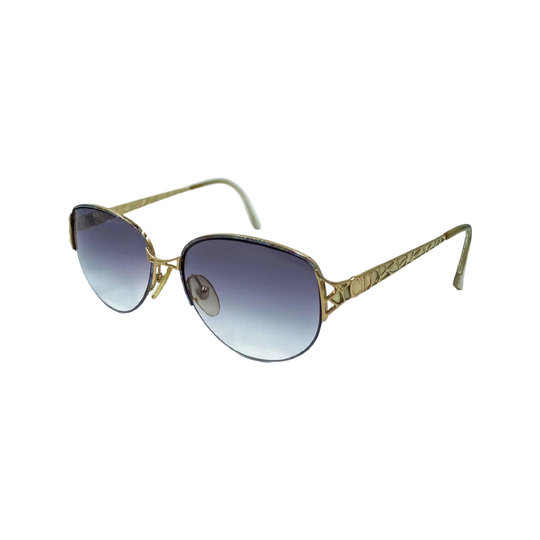 80's 90's Christian Dior Sunglasses Eyewear Gold Metal Frames Black Gradient Lenses Designer High Fashion Boho Hippie Made in Austria