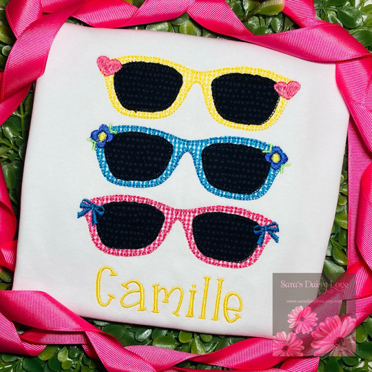 Sunglasses Applique, Summer Shades, Applique Shirt, Shirt For Girls, Toddler Girl, Girl's Beach Sassy Shades