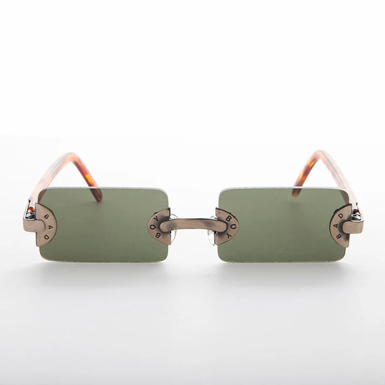 90S Rimless Rectangle Bad Boy Vintage Cyber Noir Sunglasses - Rebel 3