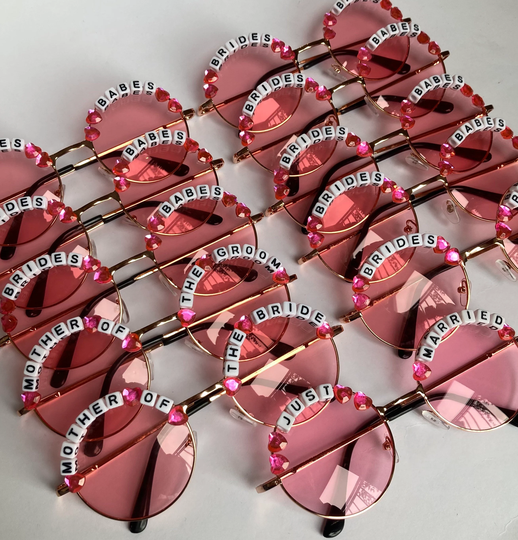 Set Of 10 Wedding/ Hen Party Round Festival Sunglasses - Custom Designs Available