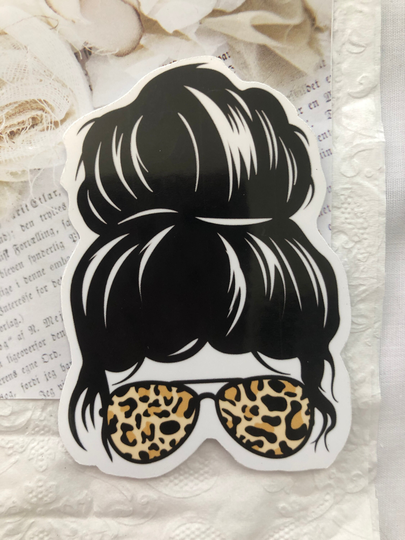 Mum Bun Leopard Sunglasses Stickers