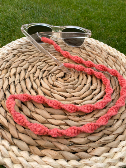 Salmon Pink Macrame Sunglasses Chain, Eco Friendly Gifts For Her, Glasses Strap, Eyeglass Cord, Hanging Cord