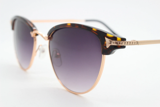 90S Vintage Modified Clubmaster Style Sunglasses. 50S, 60S Design With Tortoise Browline & Gradient Smoky Lenses. Bnwt