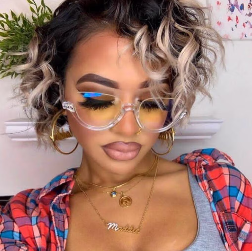 Vintage Half Frame Cat Eye Myopia Oversized Anti Blue Light Glasses | Square With Diopter -1 -2.5 -6.0