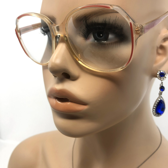 Vintage Oversize Eyeglasses Glasses Dunelm Tara Frame Pink Clear Used Eyeglass Frames Retro