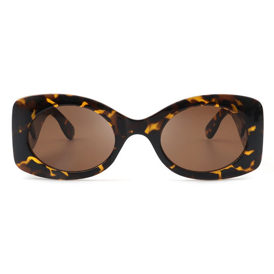 Round Oval Retro Thick Frame Bold Vintage Cat Eye Clout Fashion Designer Sunglasses