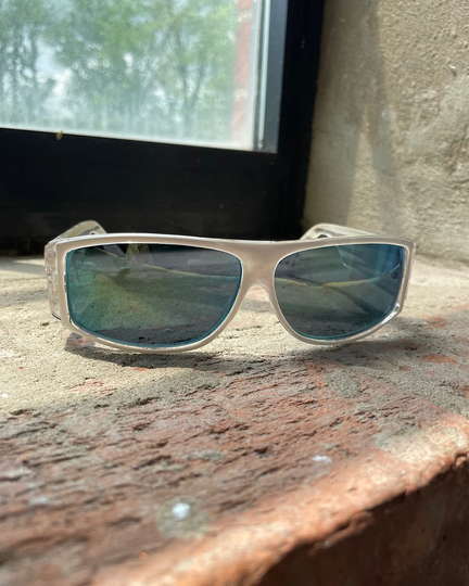 Vintage White Stripe Sunglasses - Rectangle Frame 80S Retro