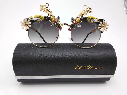 Futuristic Dinosaur Fashion Round Sunglasses High Glasses Frame